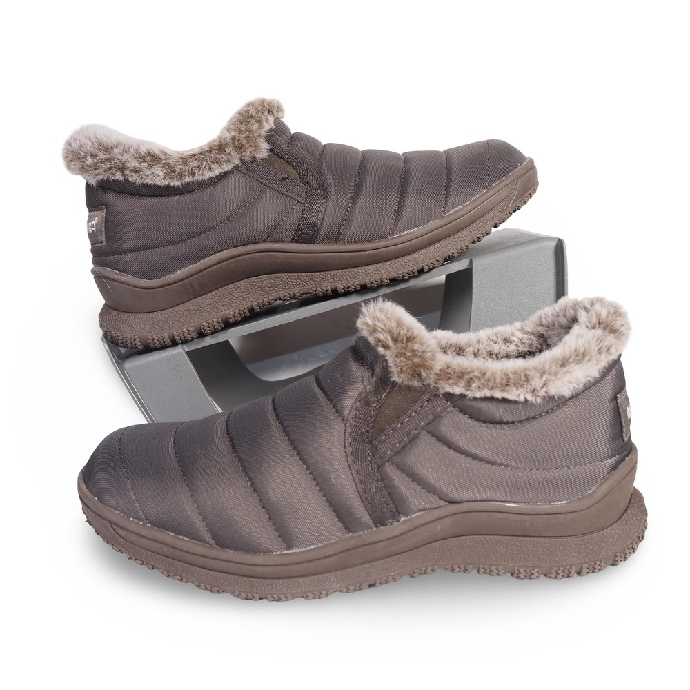 Minnetonka Timpson‎ Hard Sole Slip-on Lined Boots Women 6 Brown Quilted Nylon